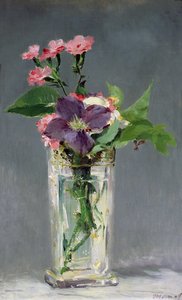 Œillets et clématites dans un vase en cristal, vers 1882 - Édouard Manet